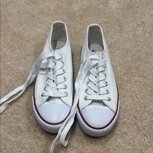 Classic White Sneakers with Red Trim